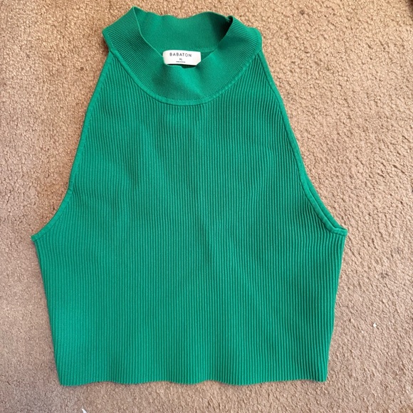 Kelly Green Sculpt Knit Mockneck Halter Top - Picture 4 of 6